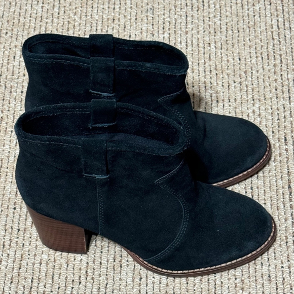 Splendid Lakota Suede Ankle Booties Size 7 Women's Black Leather Distressed - Picture 5 of 10